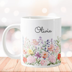 Grande Tasse Fleurs Jardin Floral Colorées Jolies Personnalisée