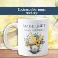 Fleurs jaunes de théière bleu poussiéreux 