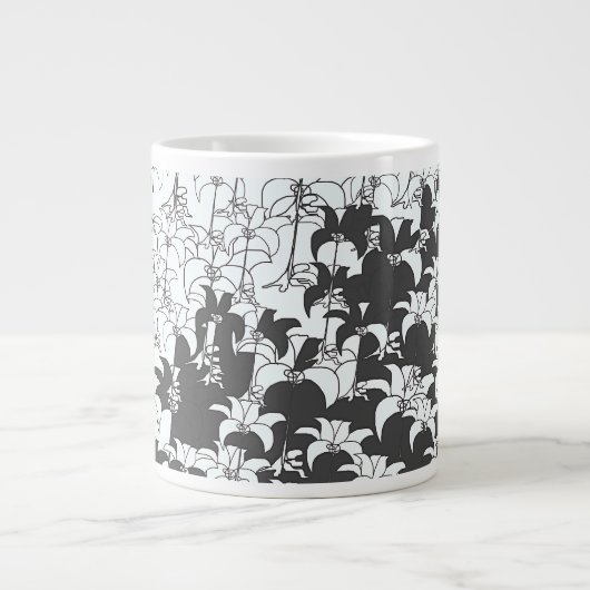Grande Tasse Fleurs noires et blanches (Devant)