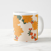 Grande Tasse Fleurs Oranges, Motif De Fleurs, Votre Nom (Devant droit)