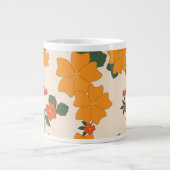 Grande Tasse Fleurs Oranges, Motif De Fleurs, Votre Nom (Devant)