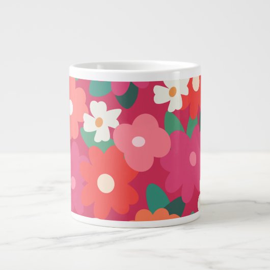 Grande Tasse Fleurs Rétro Colorées Mignonnes (Devant)