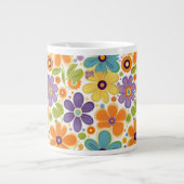 Grande Tasse Fleurs rétro Lilac orange et vert (Devant)