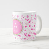 Grande Tasse Fleurs roses mignonnes Motif sans soudure, Fille F (Devant droit)
