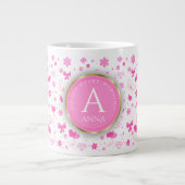 Grande Tasse Fleurs roses mignonnes Motif sans soudure, Fille F (Devant)
