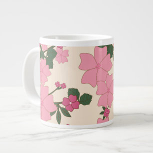 Grande Tasse Fleurs Roses, Motif Floral, Motif De Fleurs