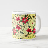 Grande Tasse Fleurs rouges de Noël Motif-11600 (Devant droit)