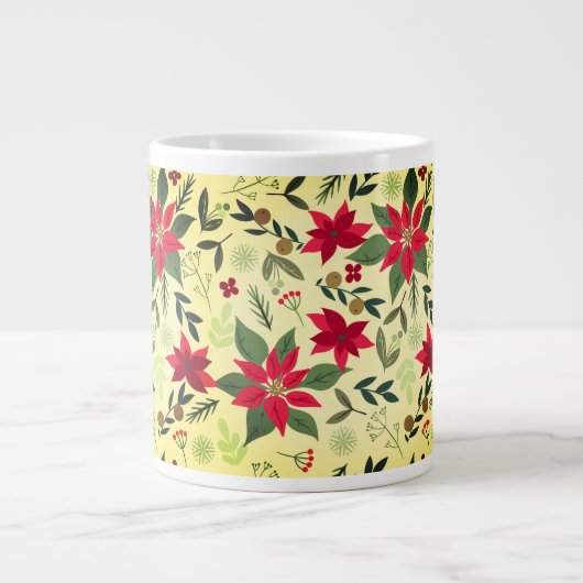 Grande Tasse Fleurs rouges de Noël Motif-11600 (Devant)
