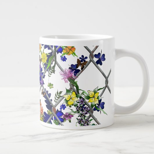 Grande Tasse Fleurs sur une clôture (Droite)