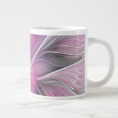 Grande Tasse Floral Fractal moderne Fleur Abstraite rose gris (Droite)