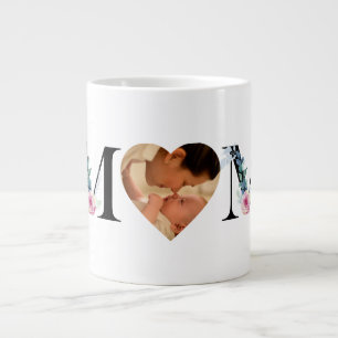 Grande Tasse Floral Photo Coeur Fête des mères