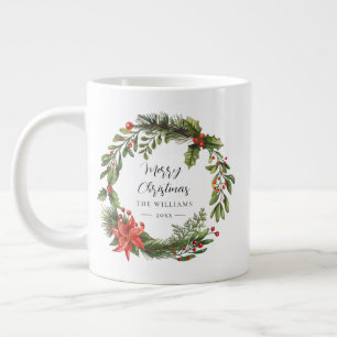 Grande Tasse Floral Red Berries Verdure Noël de famille