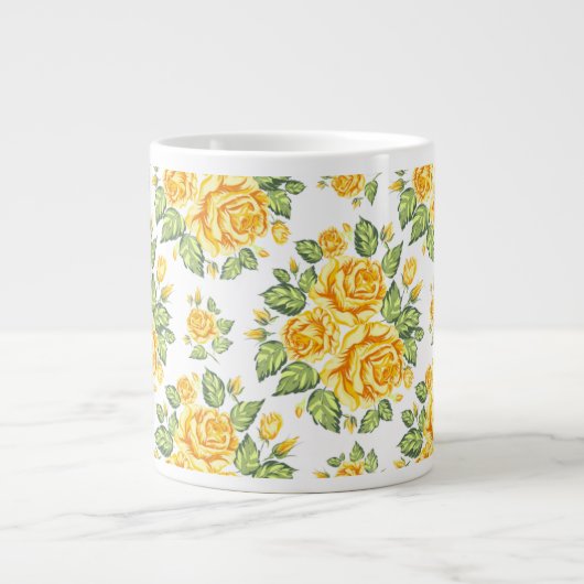 Grande Tasse Floral Yellow Roses Motif (Devant)