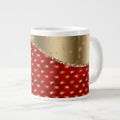 Grande Tasse Flore de Noël rouge profonde avec ruban d'or (Devant droit)