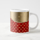 Grande Tasse Flore de Noël rouge profonde avec ruban d'or (Droite)
