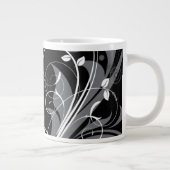 Grande Tasse Flore gris sur noir (Droite)