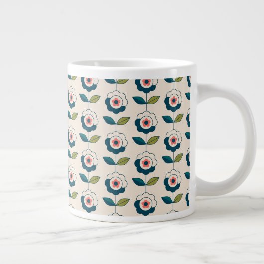 Grande Tasse Flore turquoise rétro (Droite)