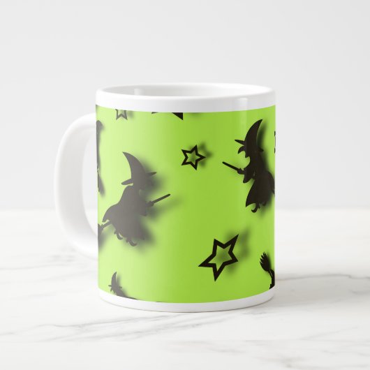 Grande Tasse Flying witch among stars at Halloween night 3D  (Devant gauche)