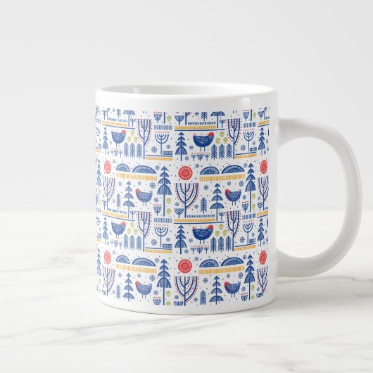 Grande Tasse Folk Art Winter Bird Motif (Droite)
