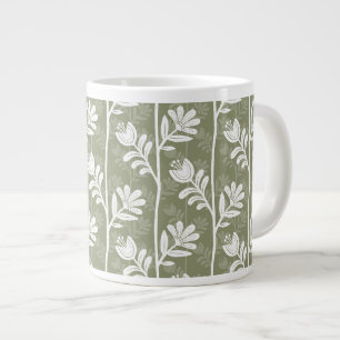 Grande Tasse Folk Floral Olive Vert Moderne Botanique
