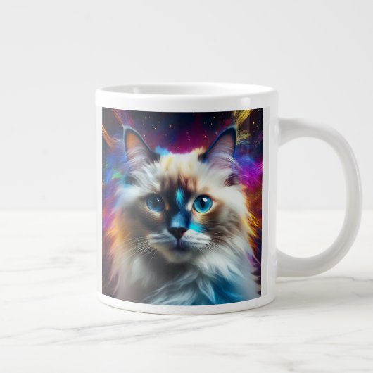 Grande Tasse Fond d'explosion de couleur de race de chat Ragdol (Droite)
