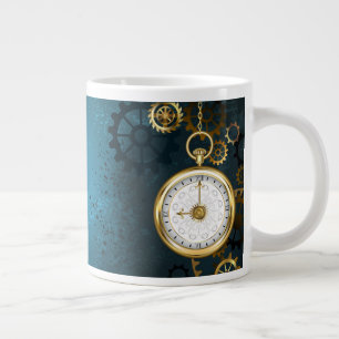 Grande Tasse Fond turquoise Steampunk avec engrenages