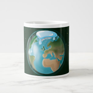 Grande Tasse Fondre Des Casquettes De Glace De La Planète Terre