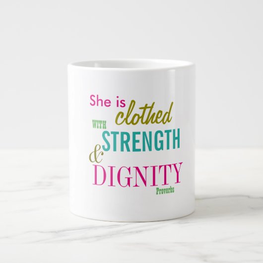 Grande Tasse Force Dignité Bible Verse Girls Inspiration (Devant)