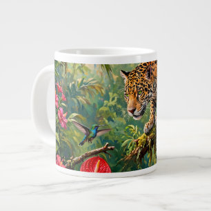 Grande Tasse Forêt tropicale Jaguar Colibris Papillons Fleurs
