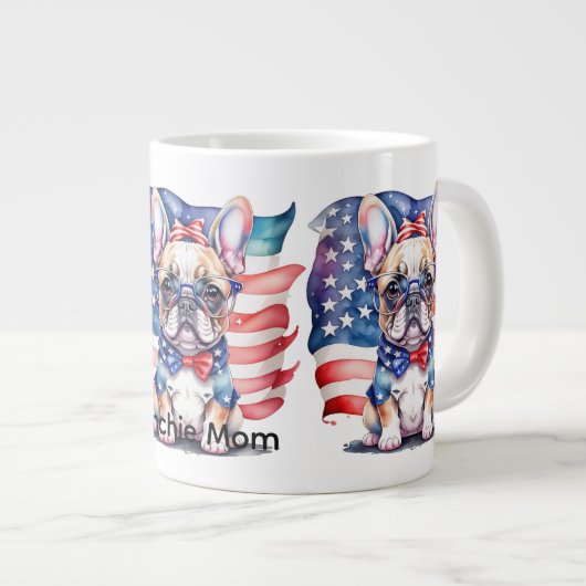 Grande Tasse Frenchie Bulldog Mom Patriotic USA Flag (Devant droit)