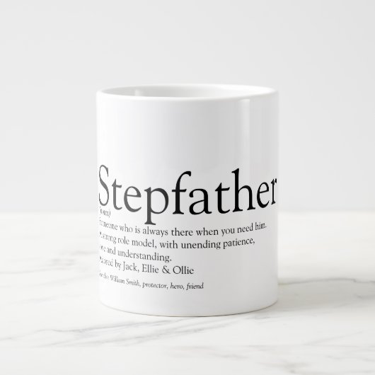 Grande Tasse Fun Black et blanc Meilleur jamais Stepfather Step (Devant)