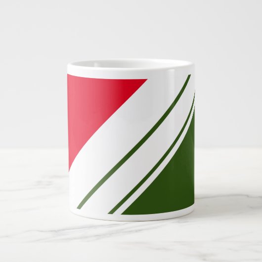Grande Tasse Fun Bright Red Forest Green White Racing Stripes (Devant)