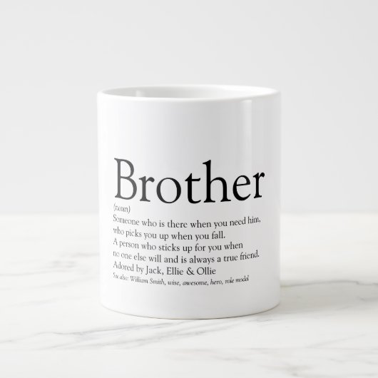 Grande Tasse Fun Cool Black and White Best Brother Definition (Devant)