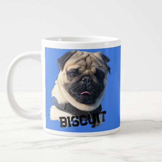 Grande Tasse Fun Unique Pug Sunglasses Dog Dad Lover Photo Blue (Gauche)