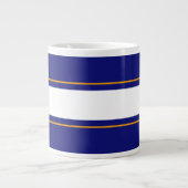 Grande Tasse Fun Vibrant Royal Bleu Jaune Blanc Rayures de cour (Devant)