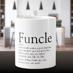 Grande Tasse Funk Cool Fun Uncle moderne noir et blanc<br><div class="desc">Personnalisez-vous pour votre oncle spécial,  favori ou pour votre oncle pour créer un cadeau unique. Une façon parfaite de lui montrer à quel point il est extraordinaire chaque jour. Conçu par Thisisnotme©</div>