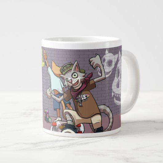 Grande Tasse Funny Alley Cats Ajouter Le Nom Skateboard Graffit (Devant droit)