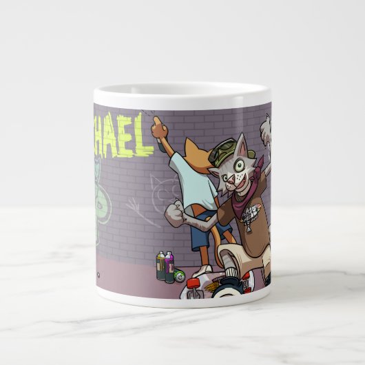 Grande Tasse Funny Alley Cats Ajouter Le Nom Skateboard Graffit (Devant)