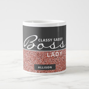 Grande Tasse Funny Boss Lady Rose Gold Pink Nom de la Parties s