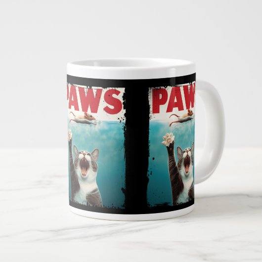 Grande Tasse Funny Chat Souris Parodie PAWS Amateurs d'animaux (Devant droit)