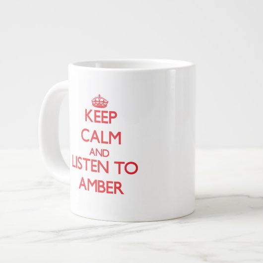 Grande Tasse Gardez le calme et écoutez l'ambre (Devant gauche)
