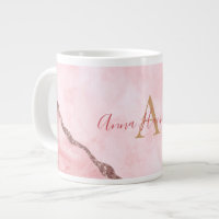 Géode moderne Blush Pink Or Agate Géode Monogramme