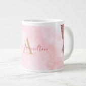 Grande Tasse Géode moderne Blush Pink Or Agate Géode Monogramme (Devant droit)