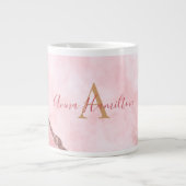 Grande Tasse Géode moderne Blush Pink Or Agate Géode Monogramme (Devant)
