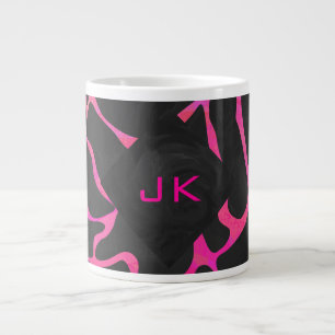 Grande Tasse Girafe Imprimé Rose Chaud et Noir