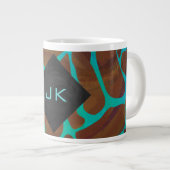 Grande Tasse Giraffe Impression Brown et Turquoise (Devant droit)