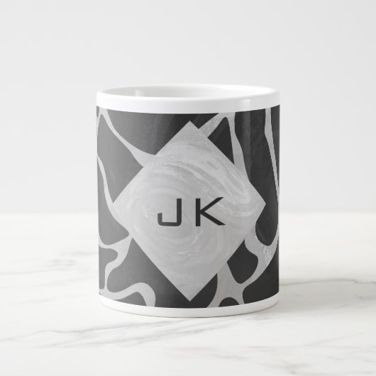 Grande Tasse Giraffe Monogramme noir et gris clair (Devant)