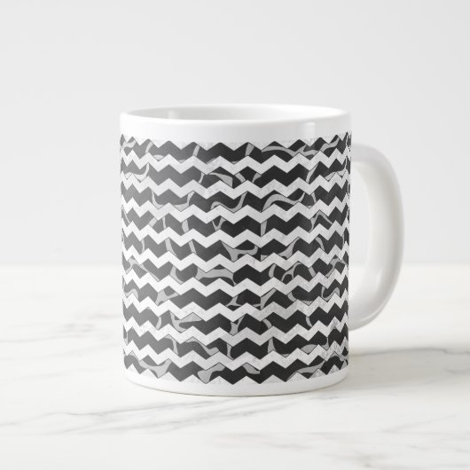 Grande Tasse Giraffe noir et gris Chevron Motif (Devant droit)