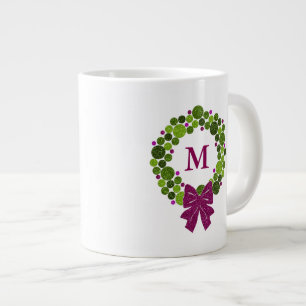 Grande Tasse Glitterie verte et rose couronne d'ornements