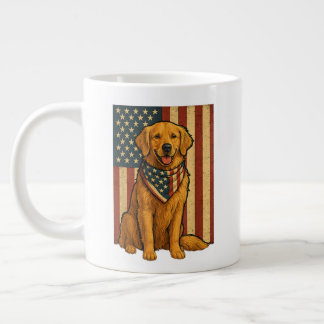 Grande Tasse Golden Retriever Drapeau Américain